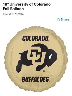 University of Colorado Buffaloes Round Foil Balloon - Black on Gold